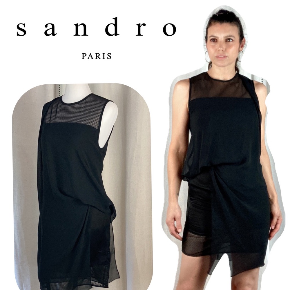 Sandro Paris black Mesh dress  size 1 S 2/4